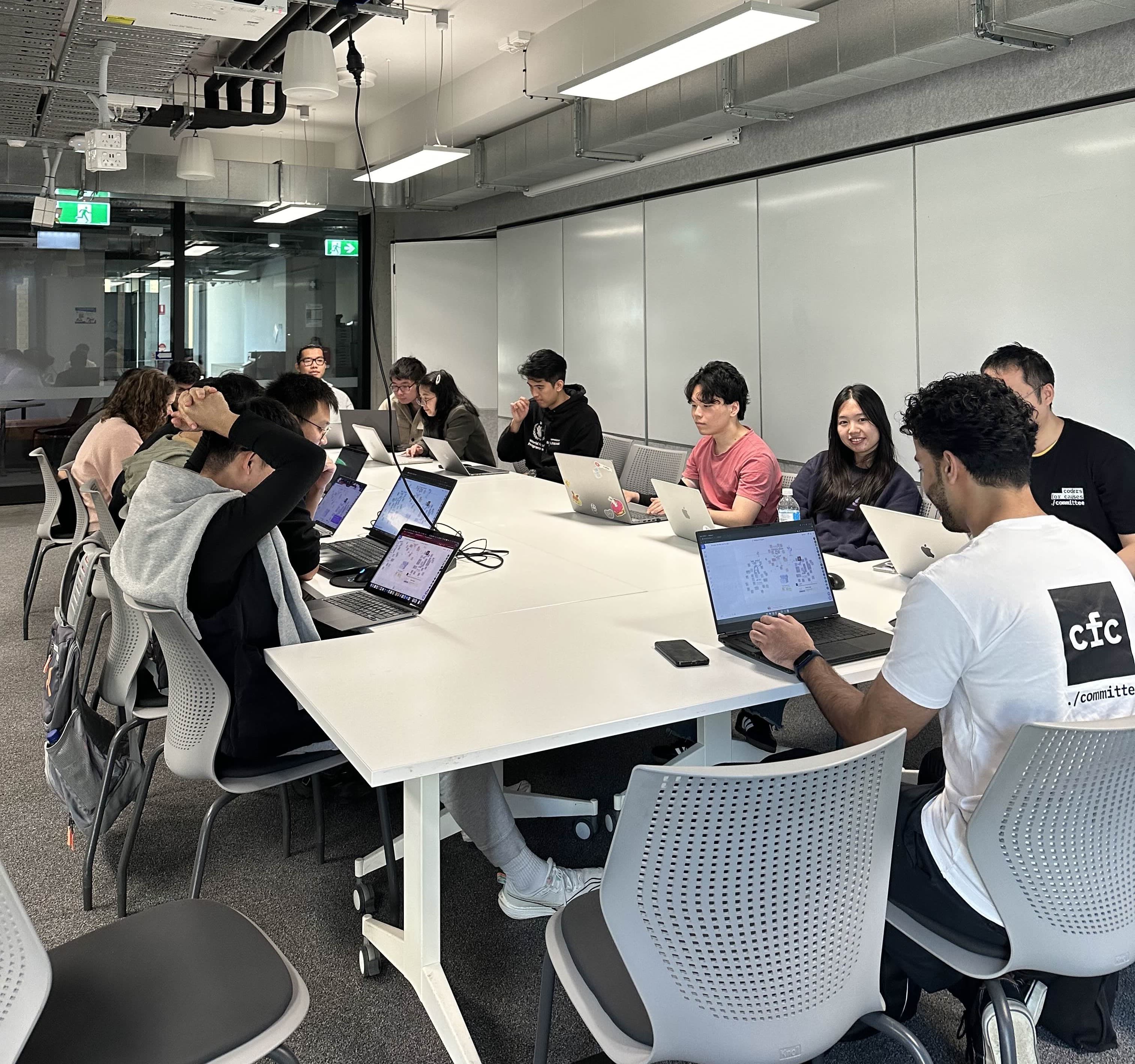 volunteers at working during a winter project workshop